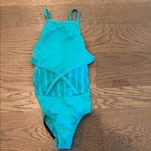 Vibrant Teal Kids leotard honeycomb